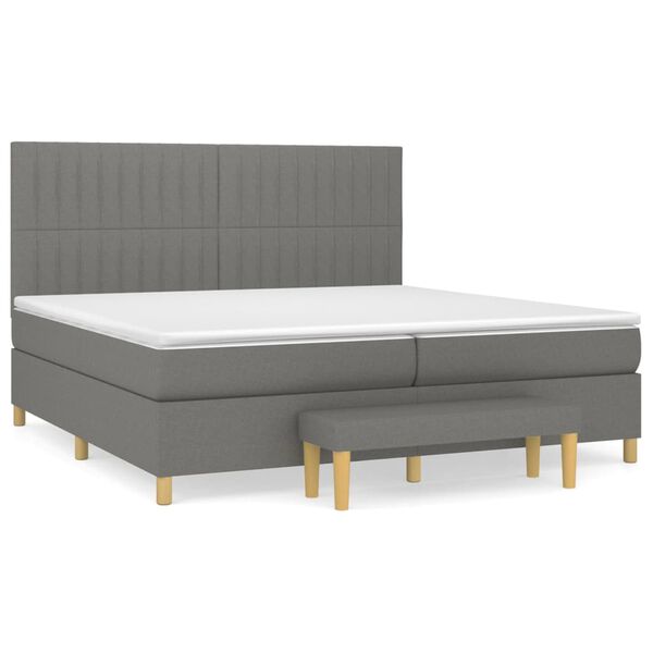 vidaXL Sommier &agrave; lattes de lit avec matelas Gris fonc&eacute; 200x200cm Tissu