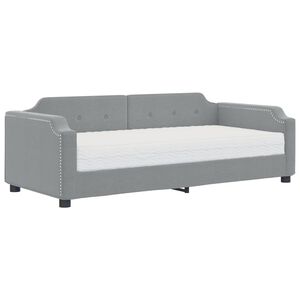 vidaXL Lit de jour avec matelas gris clair 90x200 cm tissu