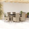 vidaXL Ensemble &agrave; manger de jardin et coussins 7 pcs beige poly rotin