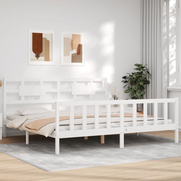 vidaXL Cadre de lit sans matelas blanc bois massif de pin