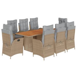 vidaXL Ensemble &agrave; manger de jardin et coussins 9 pcs m&eacute;lange beige