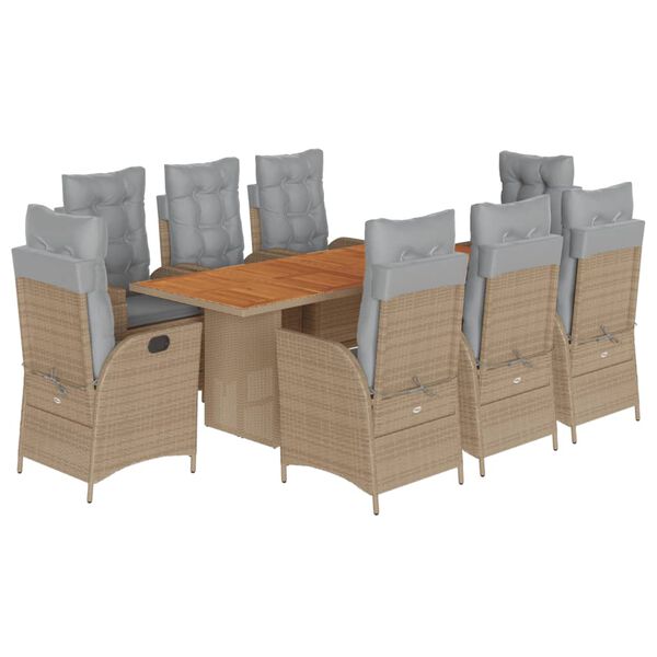 vidaXL Ensemble &agrave; manger de jardin et coussins 9 pcs m&eacute;lange beige