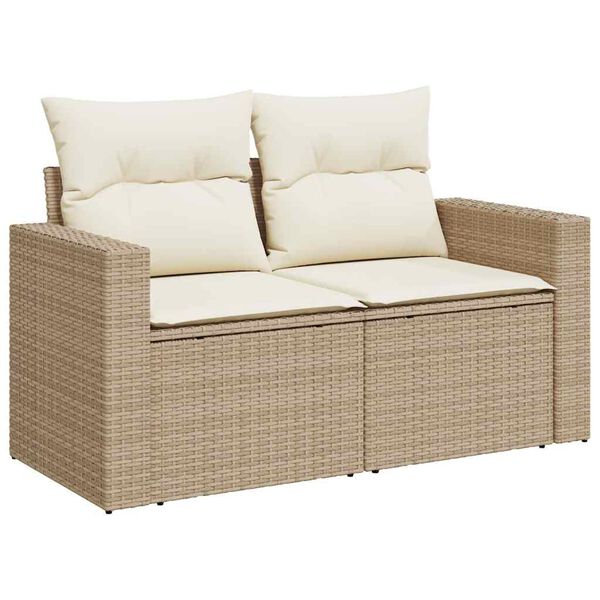 vidaXL Salon de jardin avec coussins 5 pcs beige r&eacute;sine tress&eacute;e