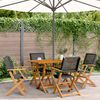 vidaXL Chaises de jardin pliantes lot de 4 noir poly rotin bois massif