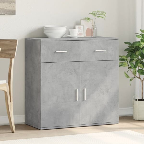 vidaXL Buffet gris b&eacute;ton 79x38x80 cm bois d'ing&eacute;nierie
