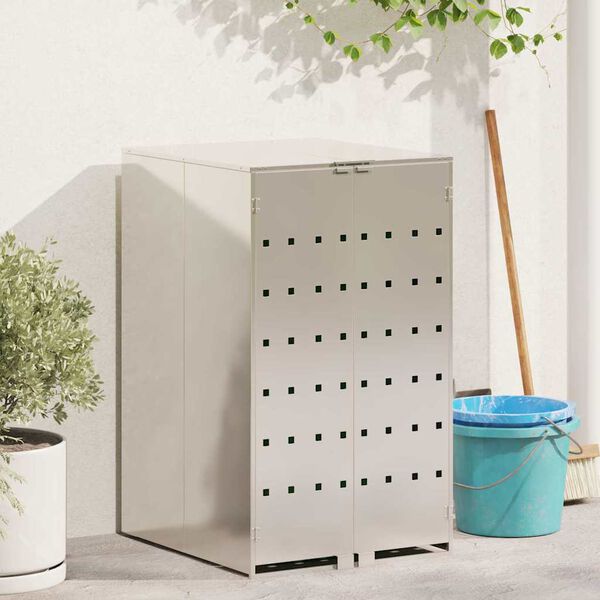 vidaXL Stockage de Poubelle à Roulettes avec Couvercle à Gaz Relevable pour Poubelle de 240L