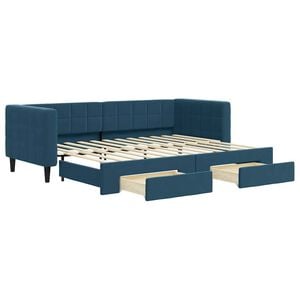 vidaXL Lit de jour avec gigogne et tiroirs sans matelas bleu 80x200 cm