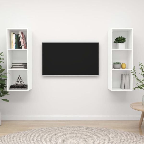 vidaXL Meubles TV muraux 2 pcs Blanc Bois d'ingénierie