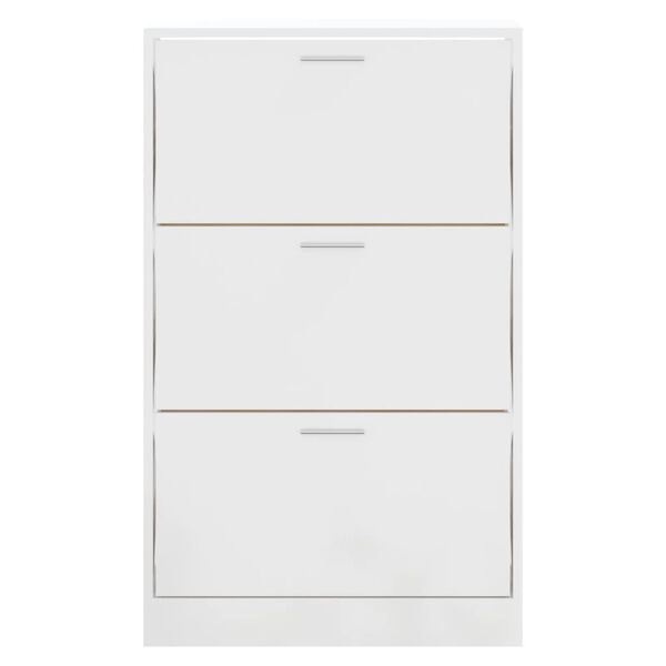 vidaXL Armoire &agrave; chaussure Blanc brillant 63x24x103 cm Bois ing&eacute;nierie