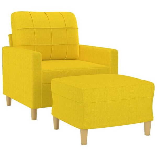 vidaXL Fauteuil avec repose-pied Jaune clair 60 cm Tissu