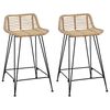 vidaXL Tabouret de bar 2 pcs Naturel 44 x 45 x 76 cm Rattan et Acier
