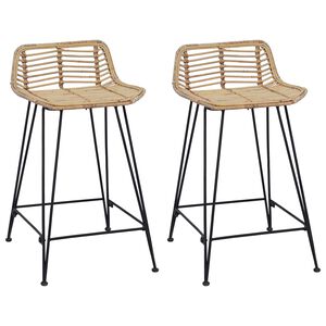 vidaXL Tabouret de bar 2 pcs Naturel 44 x 45 x 76 cm Rattan et Acier