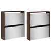 vidaXL Armoire &agrave; chaussures miroir 4 niveaux ch&ecirc;ne marron 63x17x134 cm