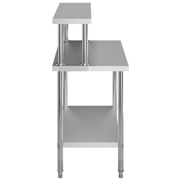 vidaXL Table de travail de cuisine avec étagère 120x60x120 cm Inox