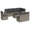 vidaXL Salon de jardin 9 pcs avec coussins gris r&eacute;sine tress&eacute;e
