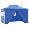 vidaXL Tente de r&eacute;ception pliable avec 4 parois 3x4 m Acier Bleu