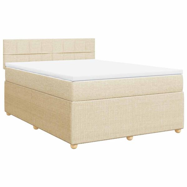 vidaXL Sommier &agrave; lattes de lit avec matelas Cr&egrave;me 140x190 cm Tissu