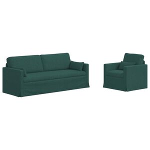 vidaXL Ensemble de Canap&eacute;s 2 pc Vert fonc&eacute; tissu
