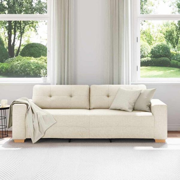 vidaXL Canap&eacute; Beige 221 x 80 x 80 cm Tissu en lin m&eacute;lang&eacute;