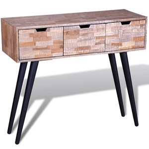 vidaXL Table console avec 3 tiroirs Bois de teck recycl&eacute;