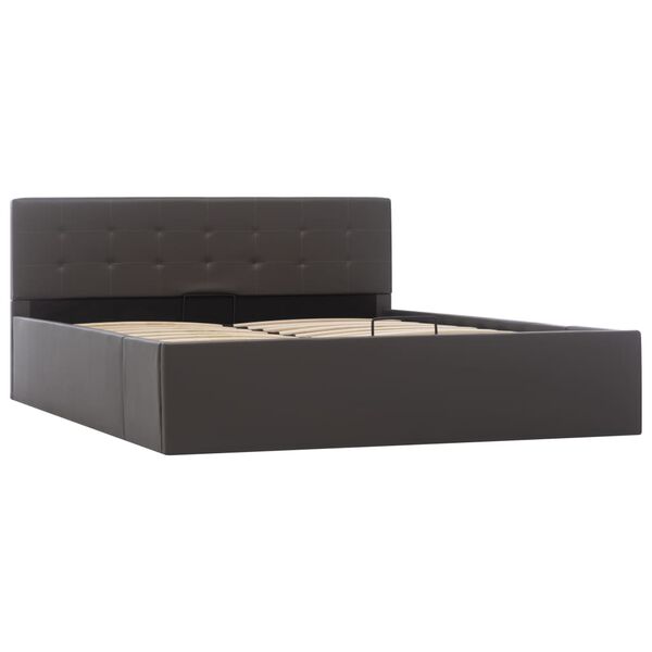 vidaXL Cadre de lit &agrave; rangement hydraulique gris similicuir 140x200 cm