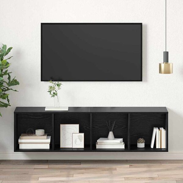 vidaXL Ensemble meuble TV Montage mural Ch&ecirc;ne noir 37 x 37 x 142,5 cm