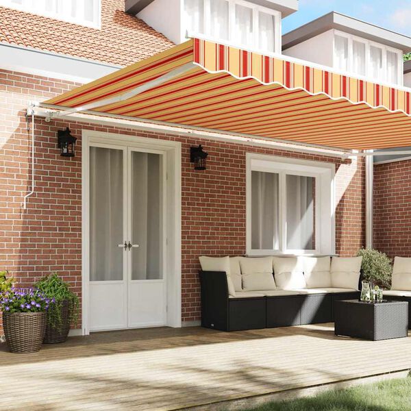 vidaXL Auvent R&eacute;tractable Jaune et Orange 500 &times; 300 cm tissu
