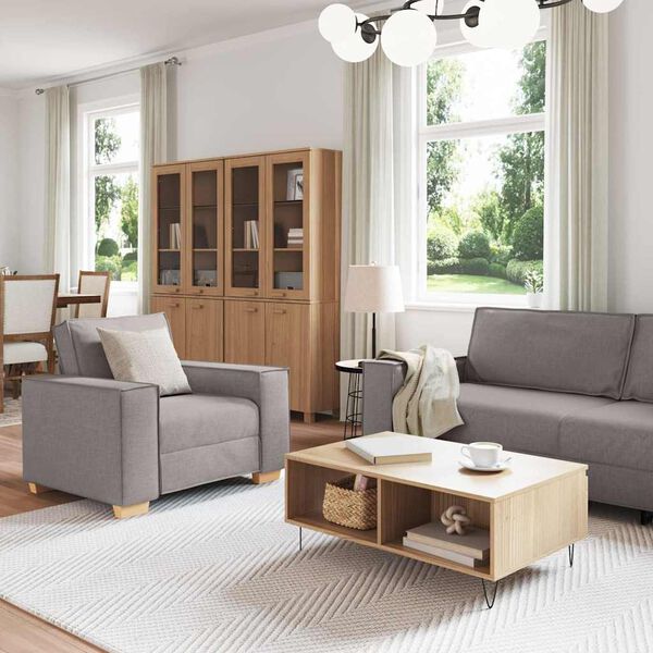 vidaXL Canapé 3 pcs Taupe Tissu en lin mélangé