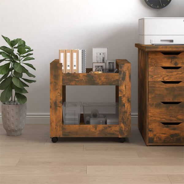 vidaXL Chariot de bureau Ch&ecirc;ne fum&eacute; 60x45x60 cm Bois d'ing&eacute;nierie
