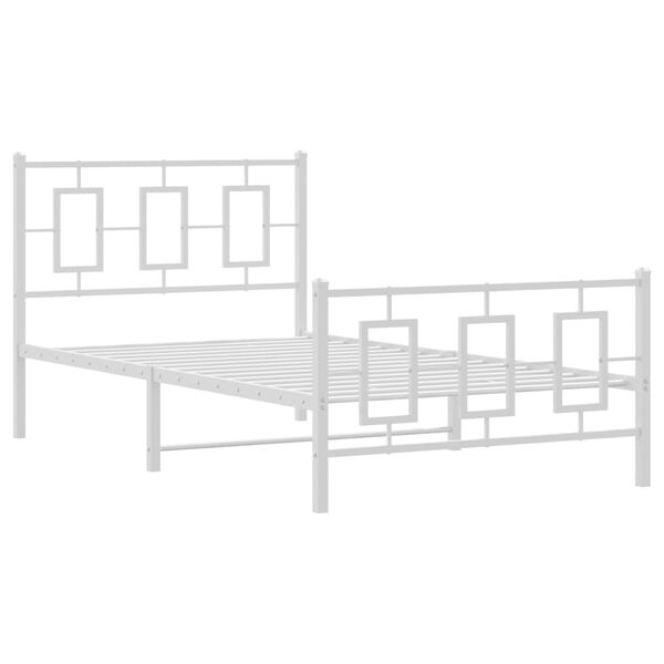 vidaXL Cadre de lit m&eacute;tal sans matelas et pied de lit blanc 100x190 cm