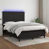 vidaXL Sommier &agrave; lattes de lit et matelas et LED Noir 140x190 cm Tissu