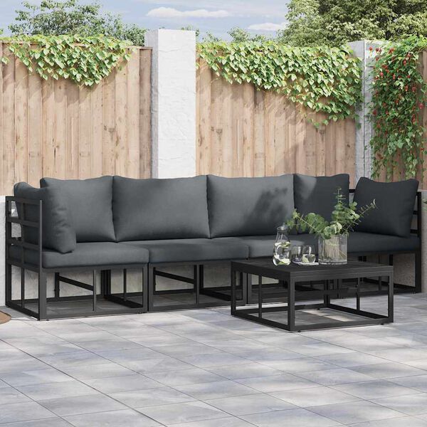 vidaXL Ensemble de canapé de jardin 5 pcs Noir Métal