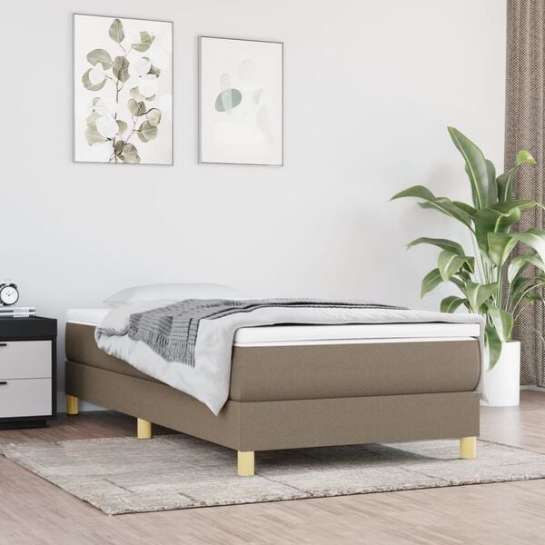 vidaXL Sommier &agrave; lattes de lit avec matelas Taupe 100x200 cm Tissu