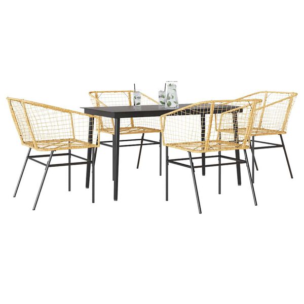 vidaXL Ensemble &agrave; manger jardin 5pcs marron poly rotin verre