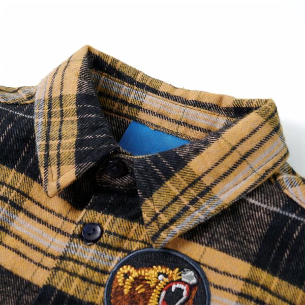 Chemise à carreaux pour enfants jaune et noir 116