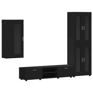 vidaXL Ensemble meuble TV FLORIN 3 pcs Noir Bois d'ing&eacute;nierie
