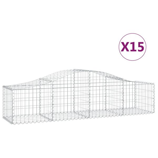vidaXL Paniers &agrave; gabions arqu&eacute;s 15 pcs 200x50x40/60 cm fer galvanis&eacute;