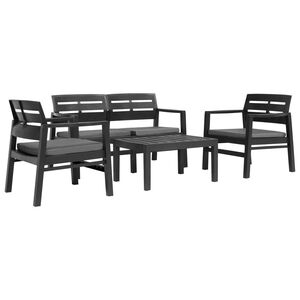 vidaXL Salon de jardin 4 pcs plastique anthracite