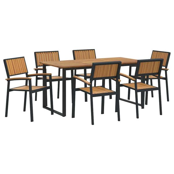 vidaXL Ensemble de salle &agrave; manger pour jardin 7 pcs Noir