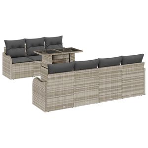 vidaXL Ensemble de canap&eacute; de jardin 8 pcs Gris clair Poly rotin