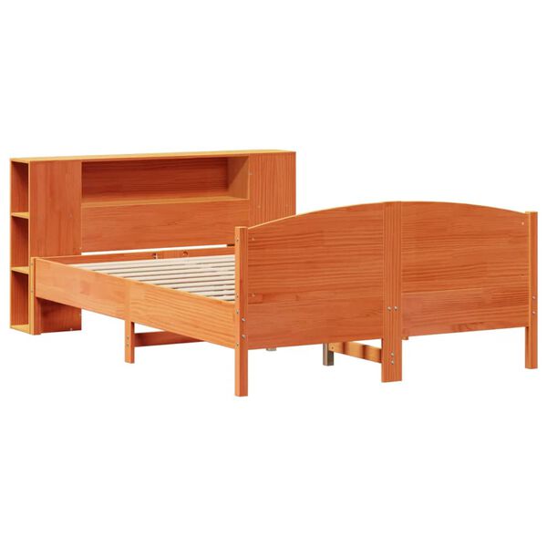 vidaXL Lit bibliothèque sans matelas cire marron 140x190 cm pin massif