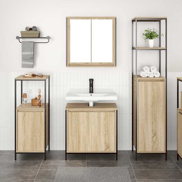 vidaXL Ensemble de mobilier de salle de bain 3 pcs Bois d'ing&eacute;nierie