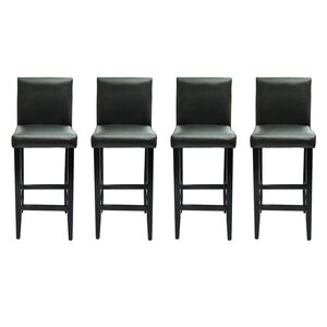 vidaXL Tabourets de bar lot de 4 noir similicuir