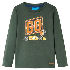 T-shirt enfant manches longues vert fonc&eacute; 92