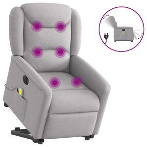 vidaXL Fauteuil inclinable de massage &eacute;lectrique gris nuage tissu