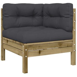 vidaXL Canap&eacute; d'angle de jardin avec coussins bois de pin impr&eacute;gn&eacute;