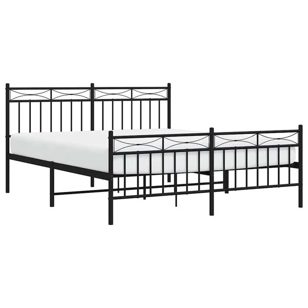 vidaXL Cadre de lit m&eacute;tal sans matelas avec pied de lit noir 150x200cm