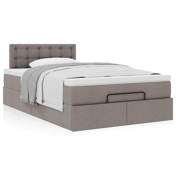 VidaXL Cadre de lit ottoman avec matelas taupe 120x190 cm tissu