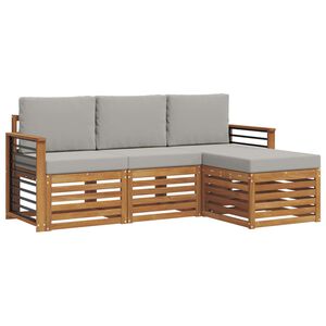 vidaXL Ensemble de canap&eacute;s d'ext&eacute;rieur 4 pcs Gris Naturel et Clair