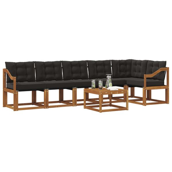 vidaXL Ensemble de canap&eacute;s d'ext&eacute;rieur 7 pcs Naturel et Noir